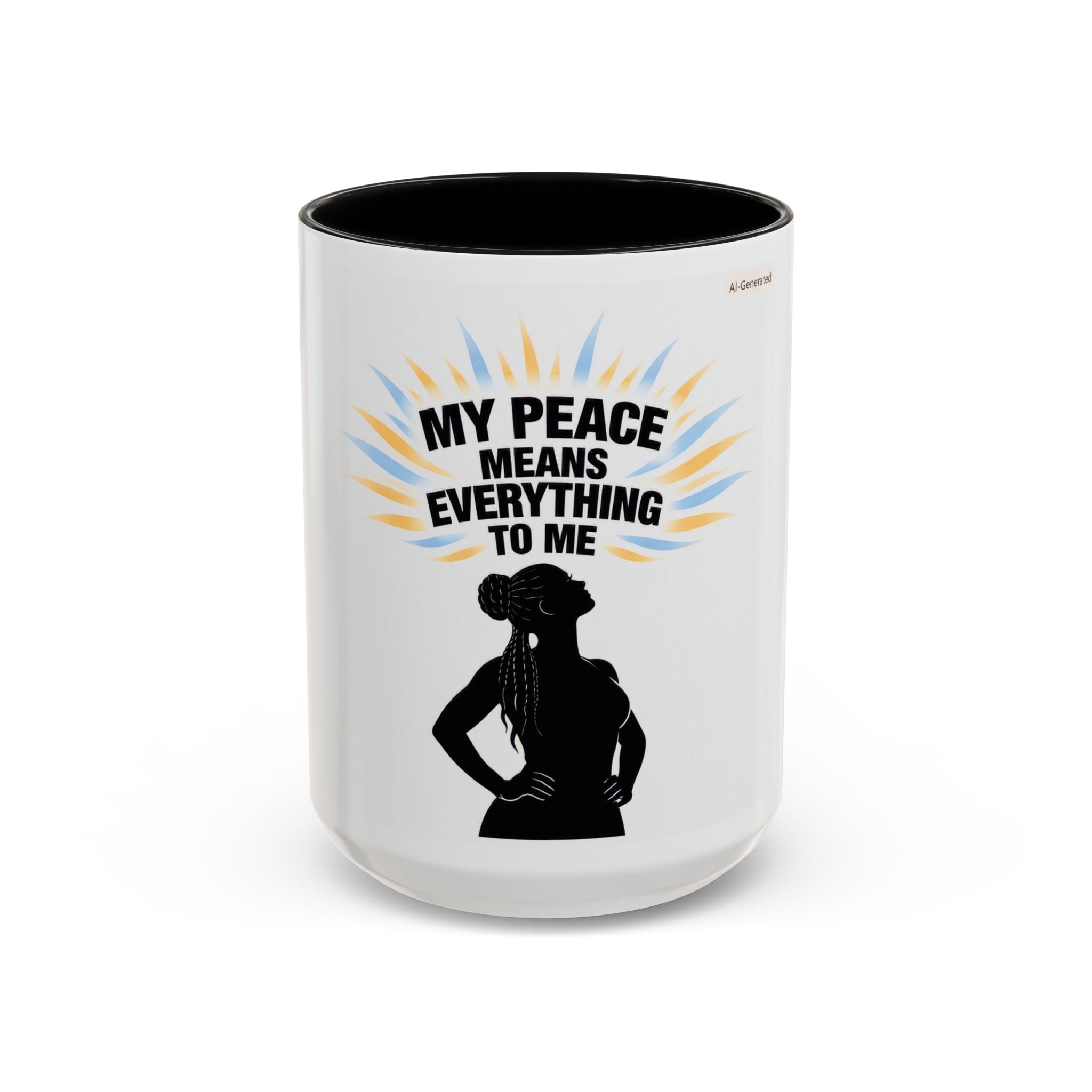 My Peace Means Everything to Me Accent Coffee Mug — Inspirational Self-Care Ceramic Mug