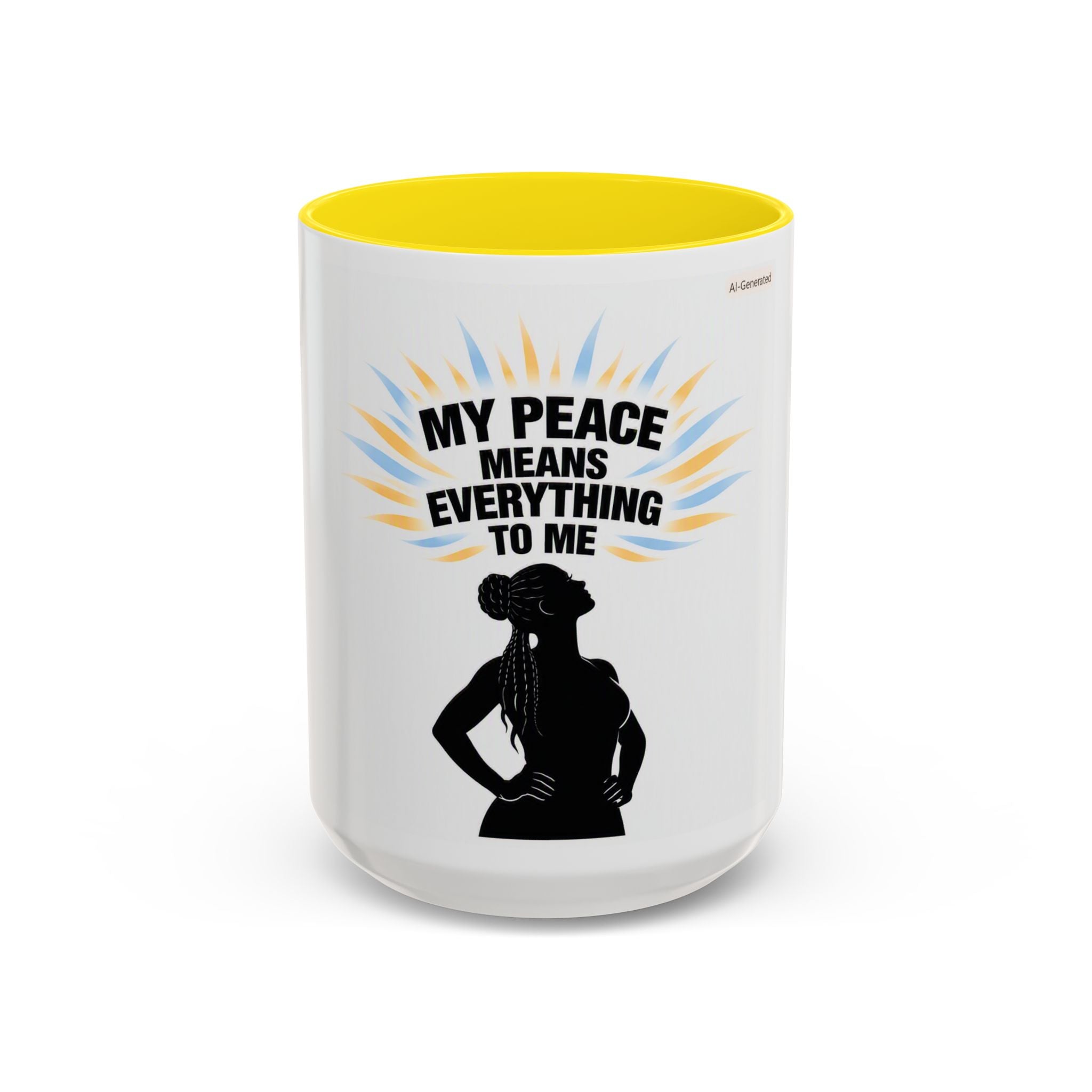 My Peace Means Everything to Me Accent Coffee Mug — Inspirational Self-Care Ceramic Mug