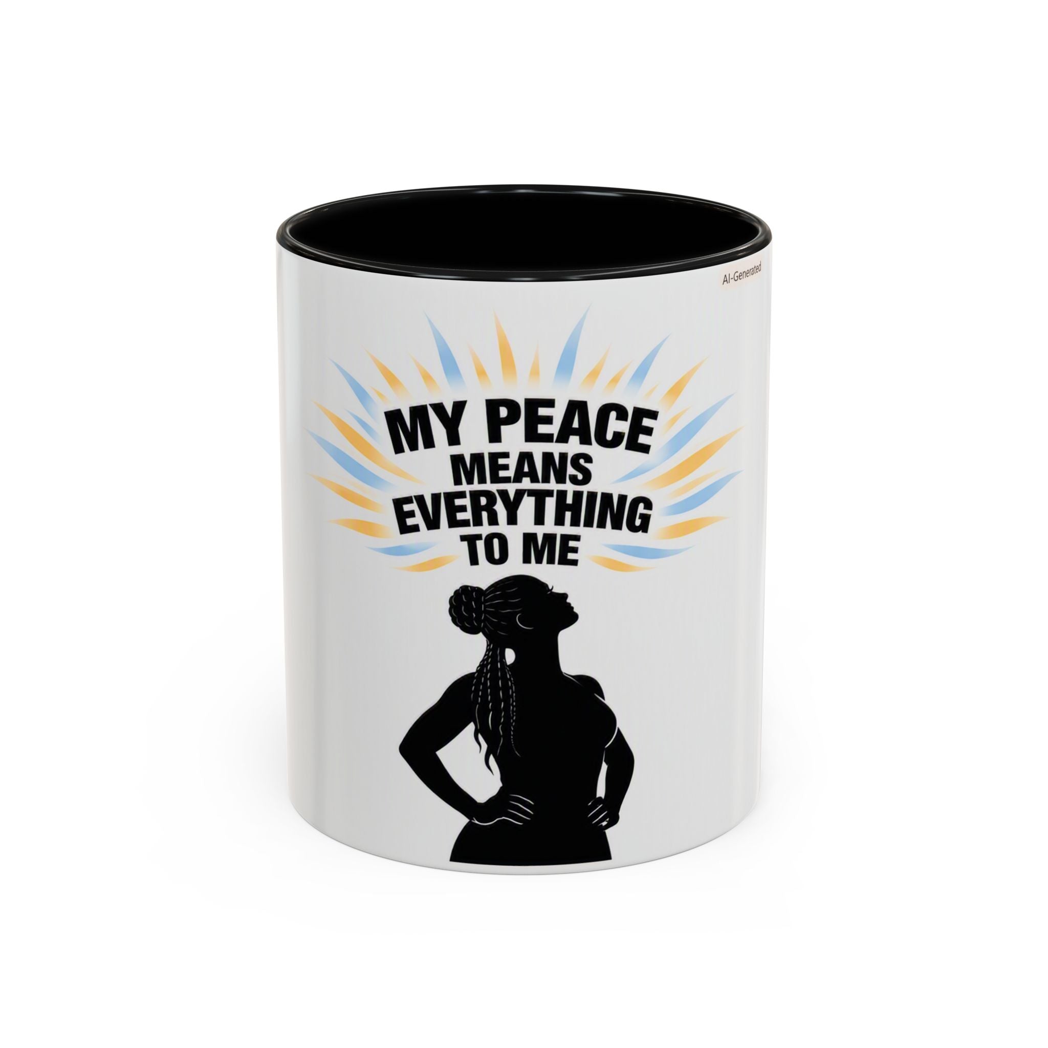 My Peace Means Everything to Me Accent Coffee Mug — Inspirational Self-Care Ceramic Mug