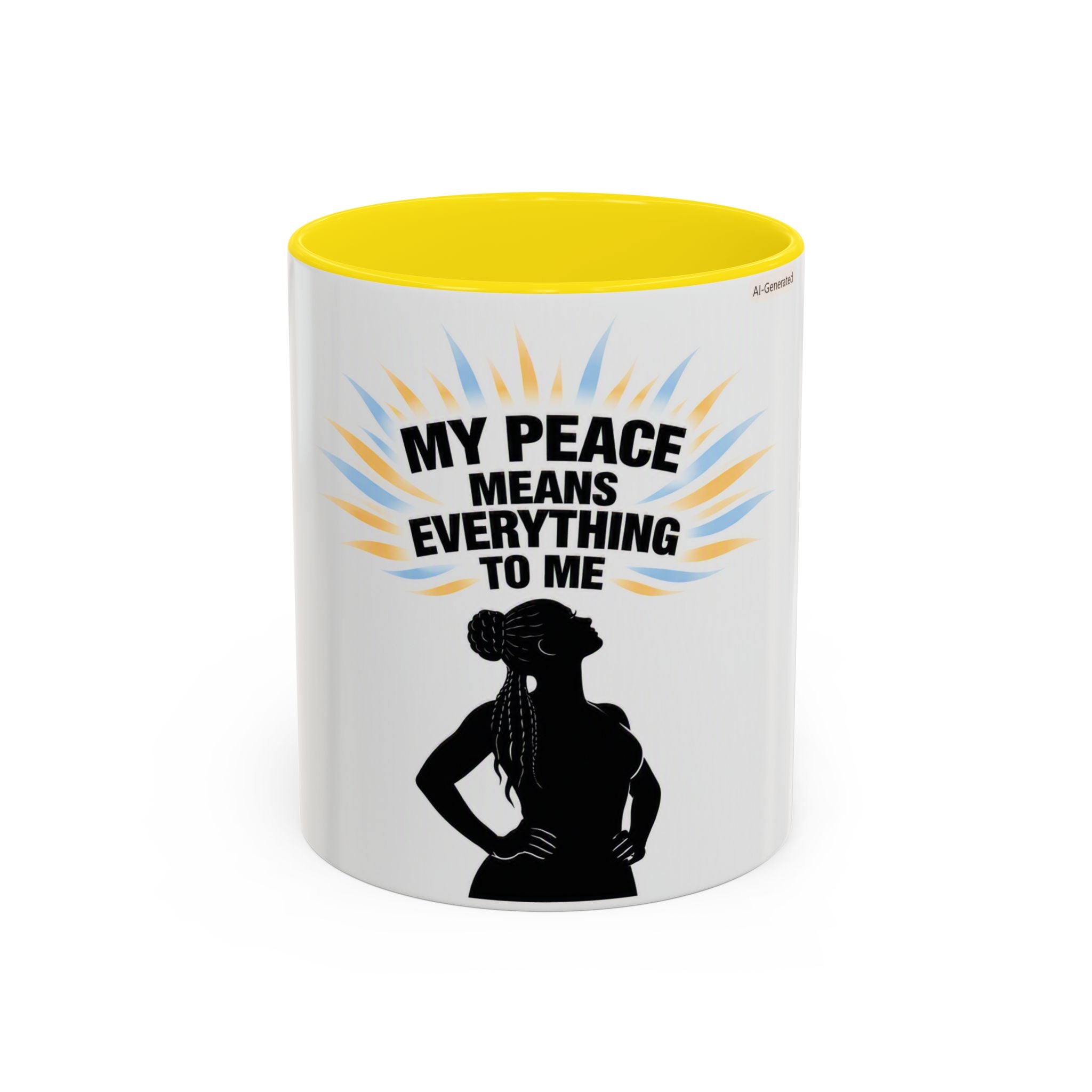 My Peace Means Everything to Me Accent Coffee Mug — Inspirational Self-Care Ceramic Mug