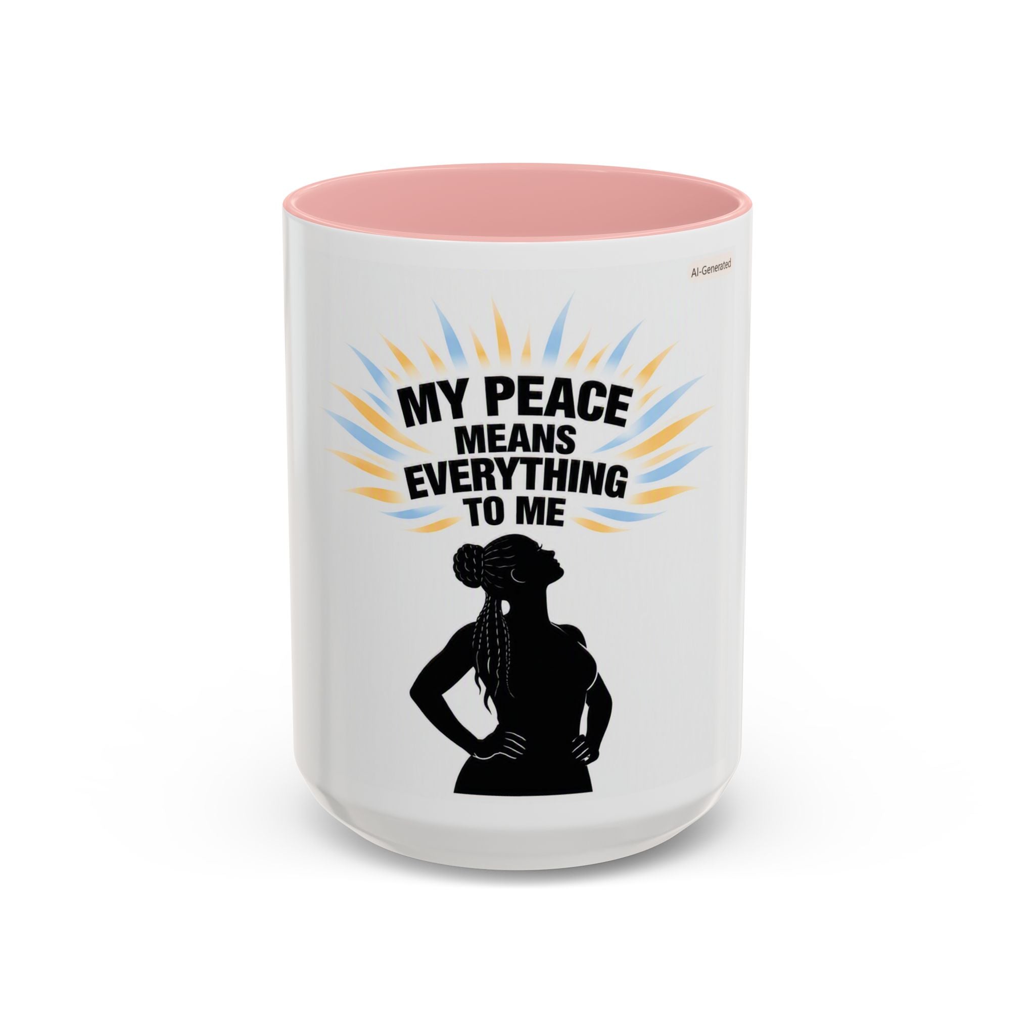 My Peace Means Everything to Me Accent Coffee Mug — Inspirational Self-Care Ceramic Mug